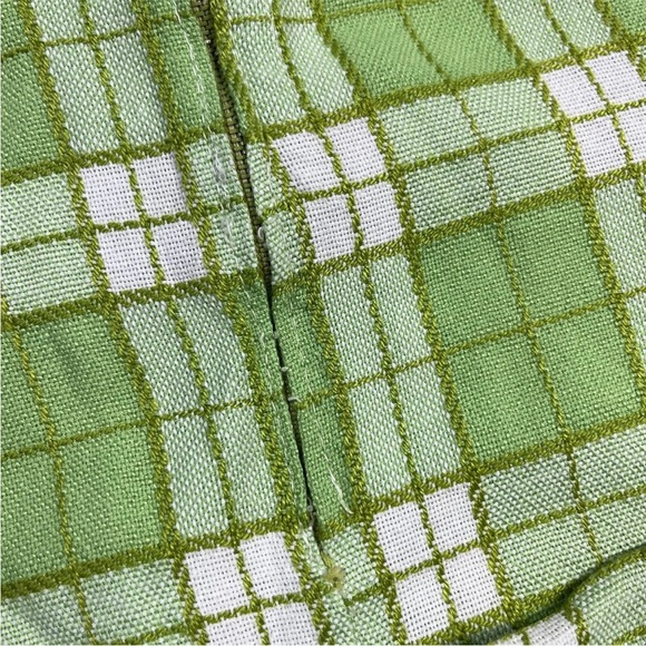 Vintage 60s Handmade Green Plaid Woven Mod Toddler Dress - Picture 10 of 11